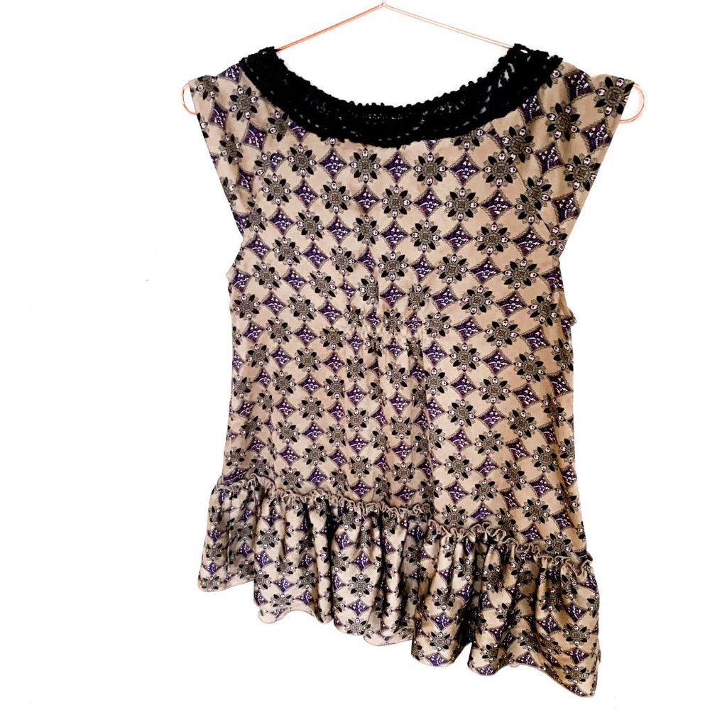 free people frilly hem tunic w/black lace detail - Picture 5 of 5